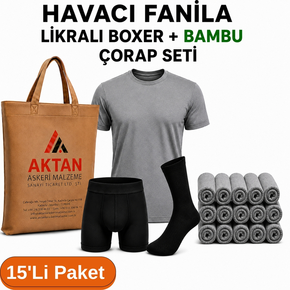 15’li%20Paket%20Havacı%20Asker%20İç%20Giyim%20Seti%20Gri%20Füme%20Fanila%20Siyah%20Likralı%20Boxer%20Bambu%20Çorap