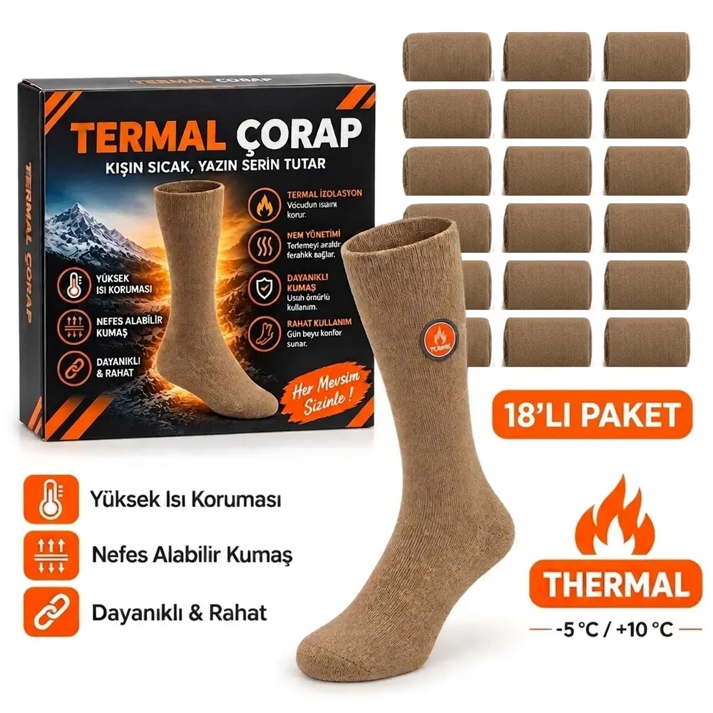 Sahra%20Çöl%20Beji%20Termal%20Asker%20Çorabı%20(18’li%20Mega%20Fırsat%20Paketi)%20-%20-5°C%20/%20+10°C%20Viloft®