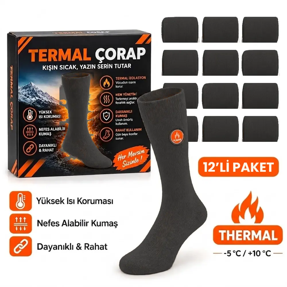 Siyah%20Termal%20Asker%20ve%20Sivil%20Çorap%20(12’li%20Avantaj%20Paketi)%20-%20-5°C%20/%20+10°C%20Viloft®