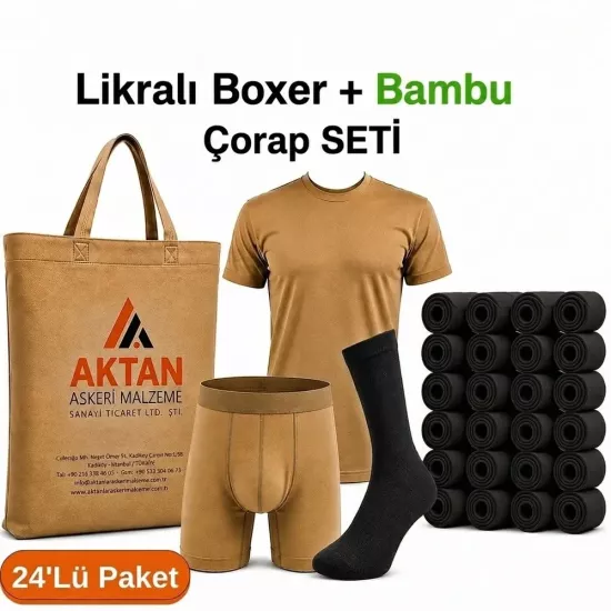 İskenderun Denizci Asker Seti - 24’lü Pamuk & Bambu Çorap Seti