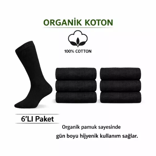 Organik Pamuk Asker Çorabı 6’lı Paket | Havacı, Denizci & Jandarma İçin %100 Pamuk