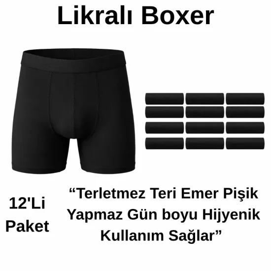Siyah Likralı Asker ve Sivil Boxer 12’li Paket - Aktanlar Askeri Malzeme