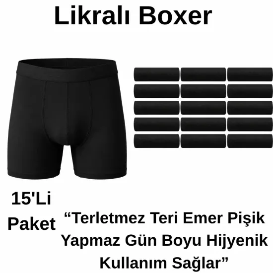 Siyah Likralı Asker ve Sivil Boxer 15’li Paket - Aktanlar Askeri Malzeme