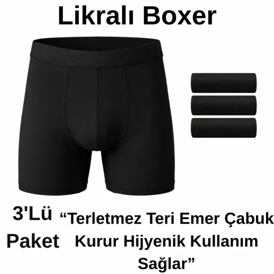 Siyah Likralı Asker ve Sivil Boxer 3’lü Paket - Aktanlar Askeri Malzeme