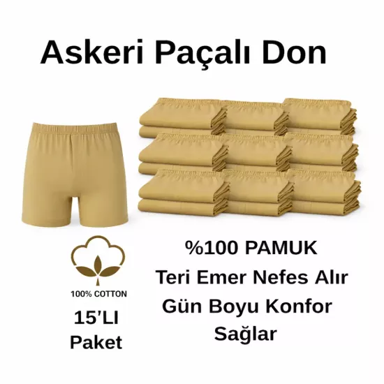 15’li Bedelli Asker Paçalı Don Seti | %100 Pamuk İç Giyim | Aktanlar