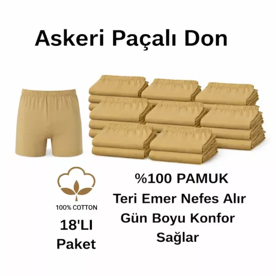 18’li Bedelli Asker Paçalı Don Seti | %100 Pamuk İç Giyim | Aktanlar