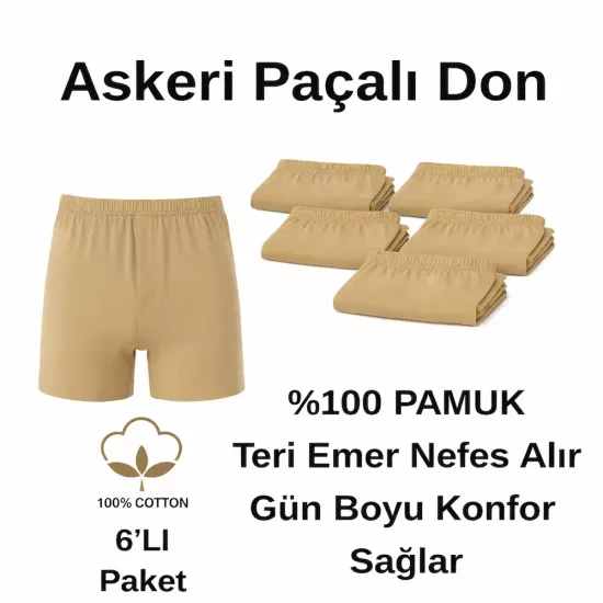 6’lı Bedelli Asker Paçalı Don Seti | %100 Pamuk İç Giyim | Aktanlar