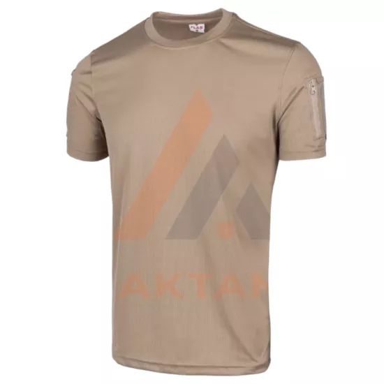 Kısa Kol Sıfır Yaka Tactical Tişört (Krem)