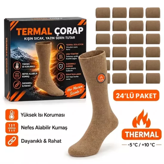 Sahra Çöl Beji Termal Asker Çorabı 24’lü Paket - -5°C/+10°C