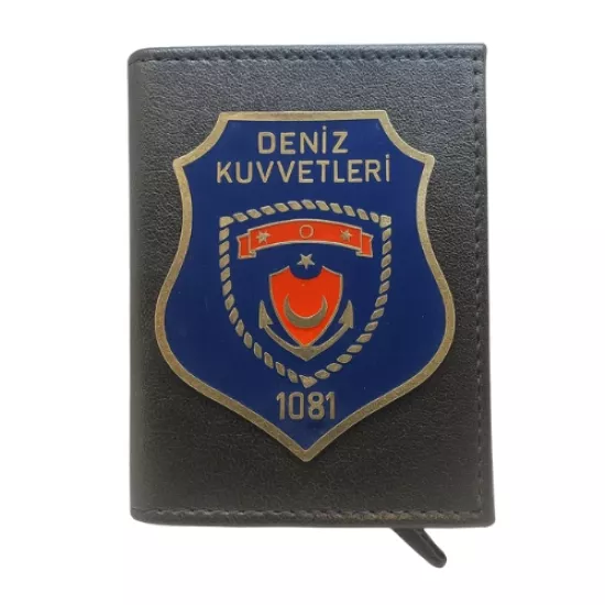 Deniz Kuvvetleri Armalı Suni Deri Kartlık – Askeri Kimlik & Kart Cüzdanı