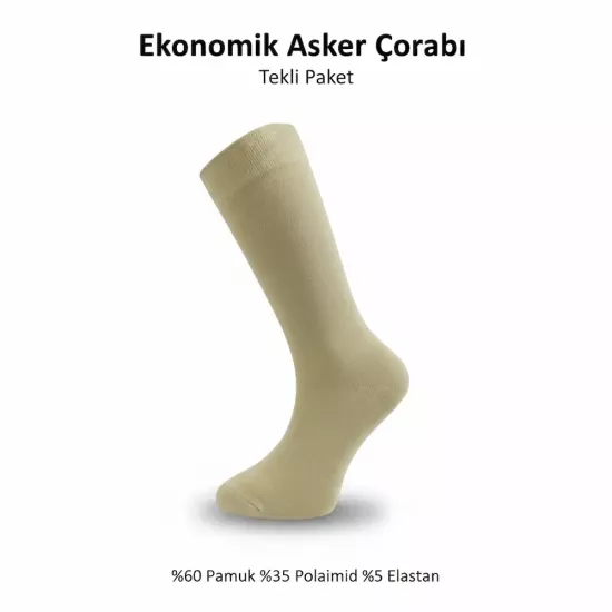 Ucuz Tekli Sahra Asker Çorabı - Bedelli & Uzun Dönem Askerlik İçin Dayanıklı ve Rahat