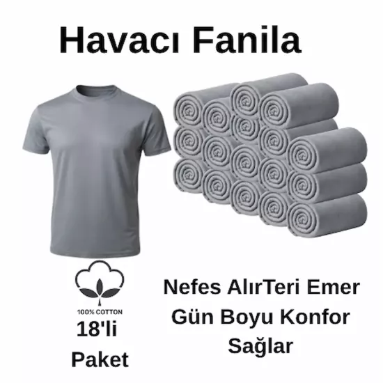 18’li %100 Pamuk Havacı Fanila Seti | Askerlik İçin Ekonomik İçlik Paketi