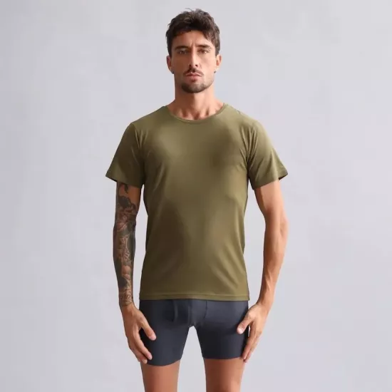 Mısırlı Haki MODAL TENCEL Erkek Tişört | %100 Modal Tencel