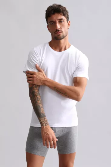 Mısırlı Beyaz MODAL TENCEL Erkek Tişört | %100 Modal Tencel