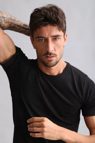 Mısırlı Siyah MODAL TENCEL Erkek Tişört | %100 Modal Kumaş Tencel 