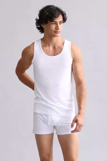 Mısırlı Beyaz MODAL Askılı Erkek Atlet | %100 Modal