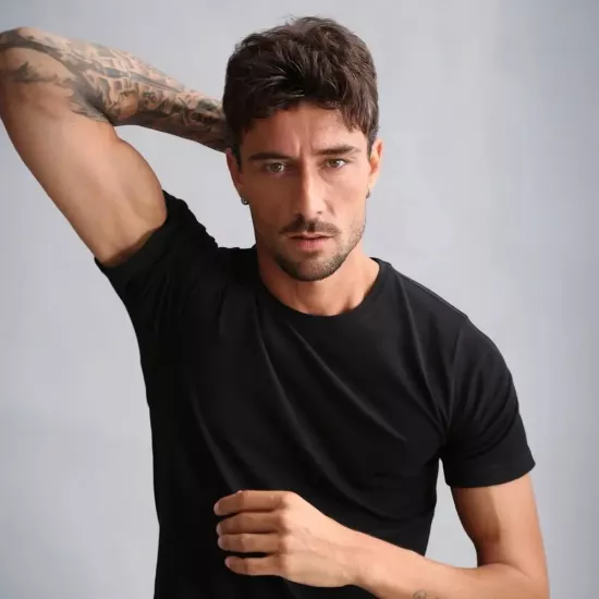 Mısırlı Siyah Erkek Fanila | %100 Coton Slim Fit Bisiklet Yaka T-Shirt