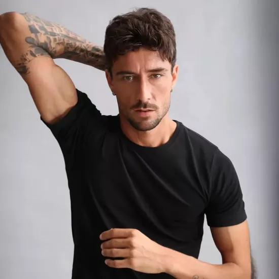 Mısırlı Siyah MODAL TENCEL Erkek Tişört | %100 Modal Kumaş Tencel 