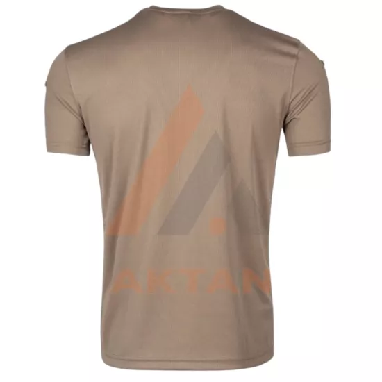 Kısa Kol Sıfır Yaka Tactical Tişört (Krem)