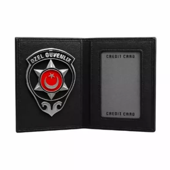 Deri Özel Güvenlik Cüzdan – Rozetli, Kartlık ve Para Bölmeli
