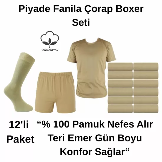 36 Parça Asker İç Giyim Seti | Tişört, Boxer, Bambu Çorap | Dayanıklı ve Konforlu