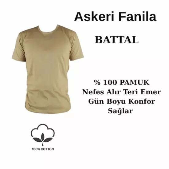 Pamuk Askeri Yarım Kol Fanila ( Battal Boy )