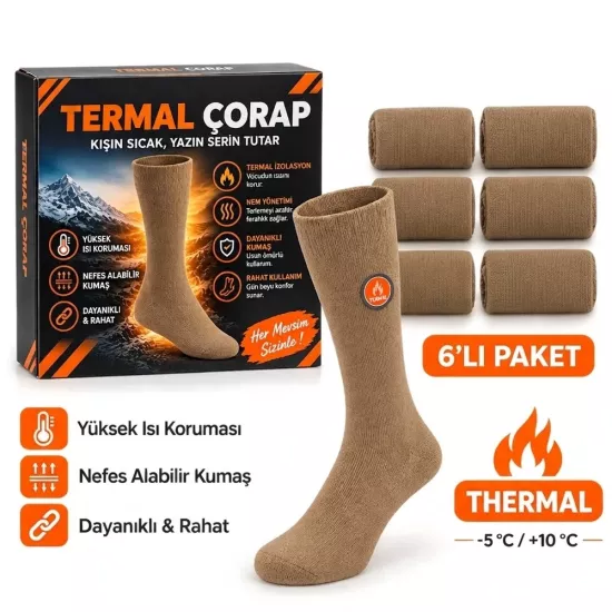 Sahra Çöl Beji Termal Asker Çorabı 6’lı Paket - -5°C/+10°C