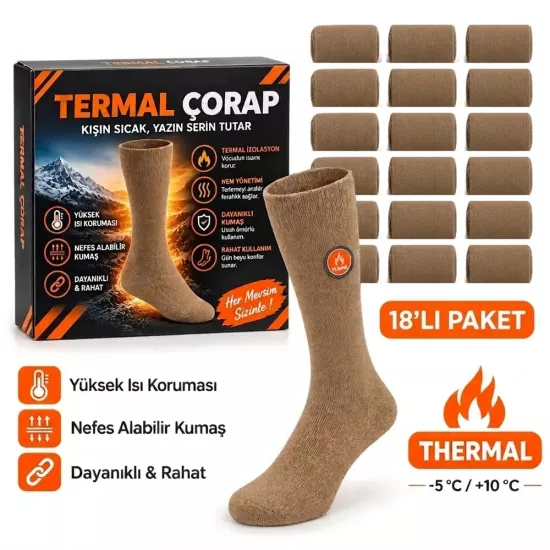 Sahra Çöl Beji Termal Asker Çorabı 18’li Paket - -5°C/+10°C