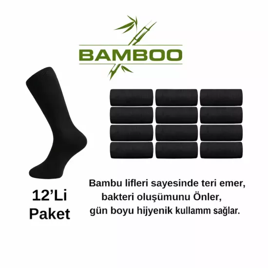 12’li Siyah Bambu Çorap Seti | Askeri ve Sivil Kullanıma Uygun | Aktanlar