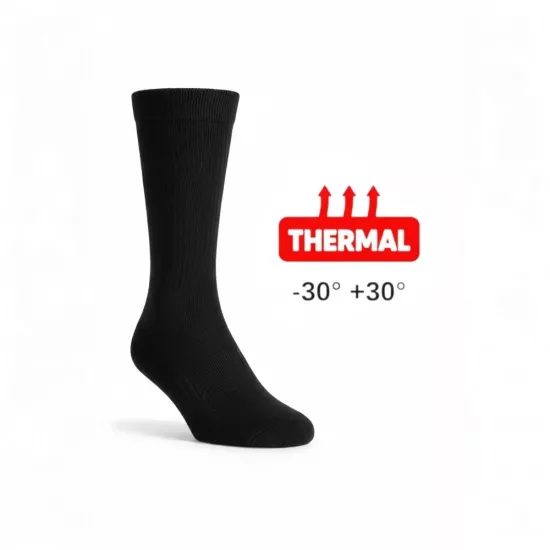 Siyah Topuksuz Thermal Çorap | Askeri ve Sivil Kullanım | -30/+30 Derece | 35-50 Numara