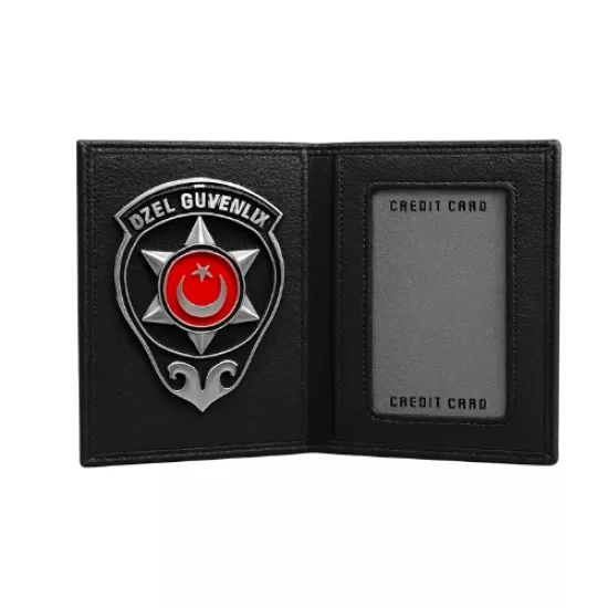 Deri Özel Güvenlik Cüzdan – Rozetli, Kartlık ve Para Bölmeli