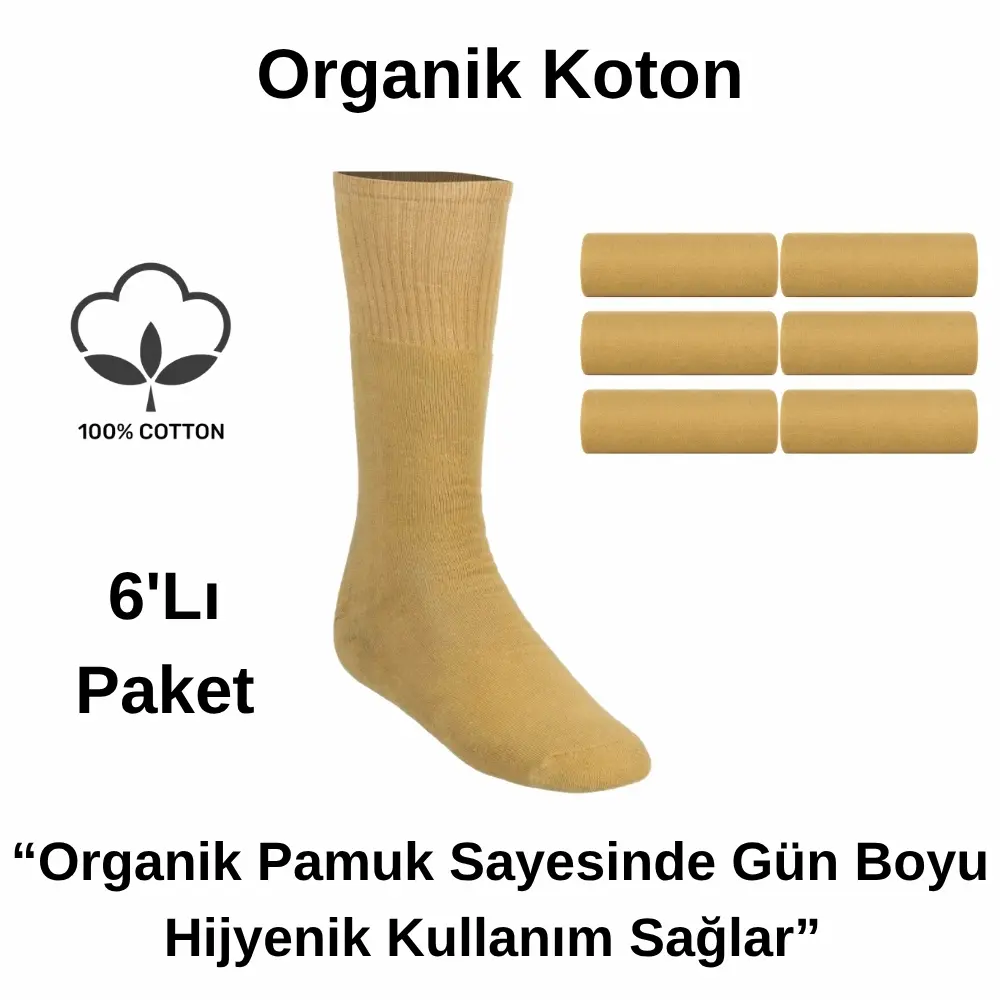Yüzde%20100%20Organik%20Pamuk%20Sahra%20Asker%20Çorabı%20-%206lı%20Paket