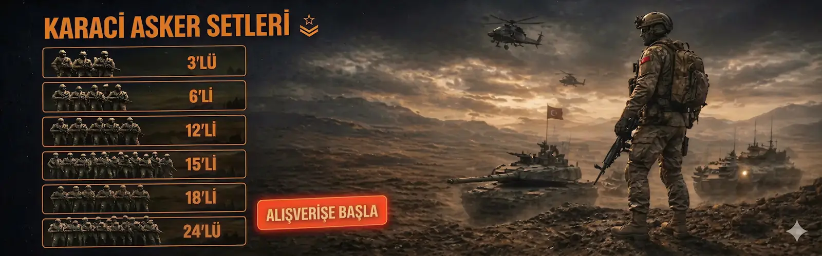 Karacı Asker Setleri - 3’lüden 24’lüye Paket Seçenekleri